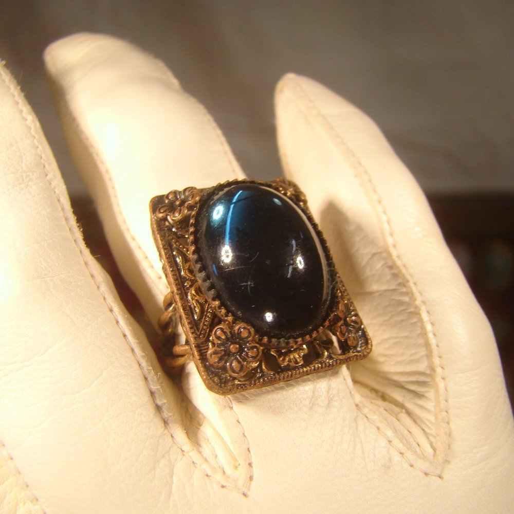 Vintage Adjustable Navy Stone Fashion Ring
